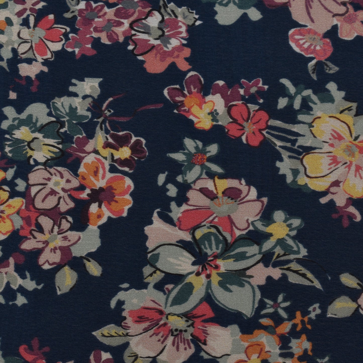 Multicolor Chinon Floral Print Fabric