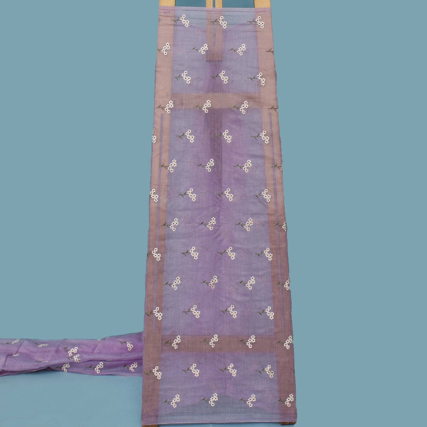 Lavender Color Chanderi Booti Fabric