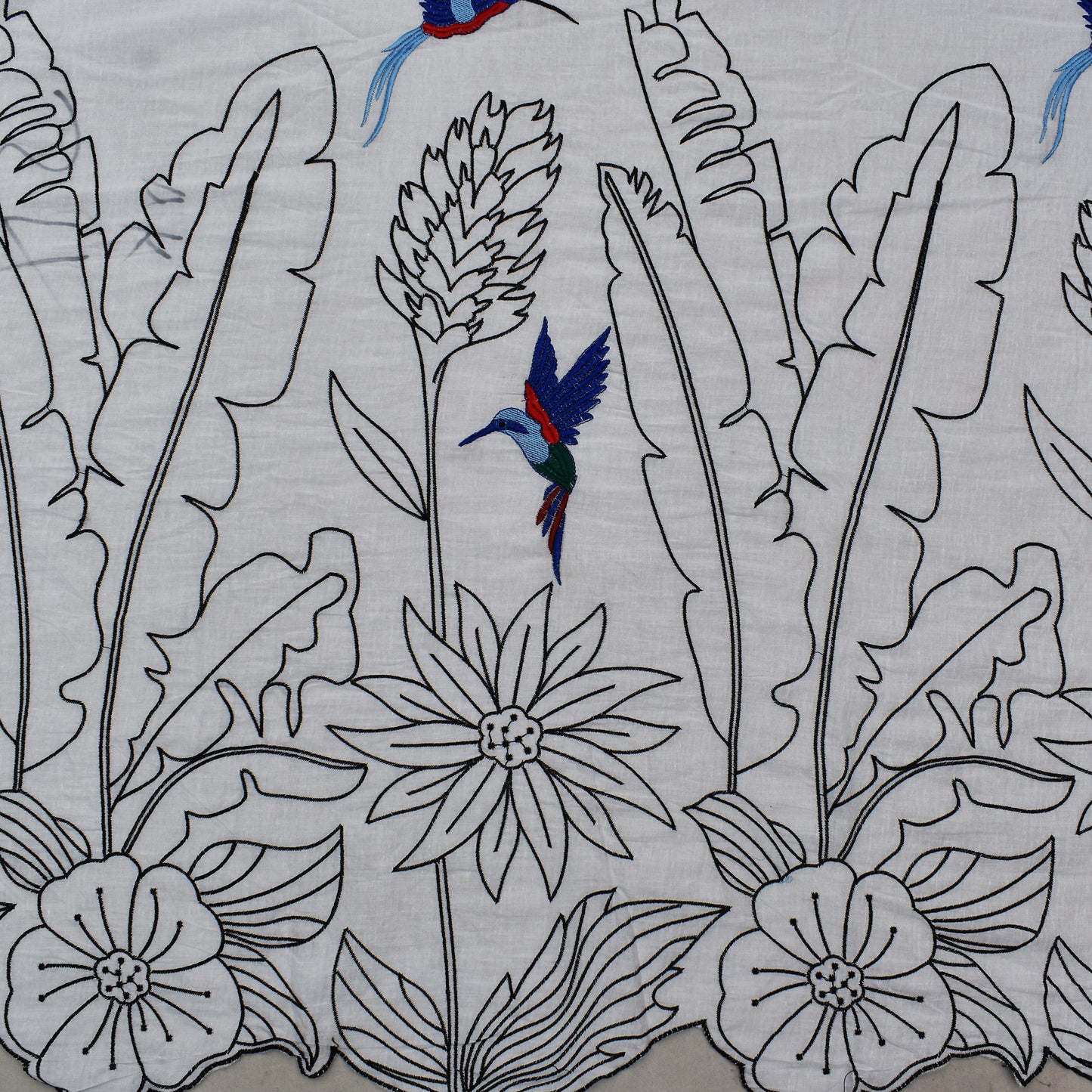 White Color Cotton Embroidery Fabric