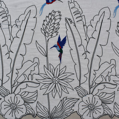 White Color Cotton Embroidery Fabric