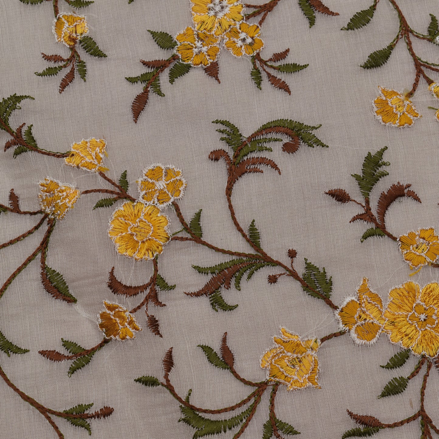 Off White Color Chanderi Embroidery Fabric