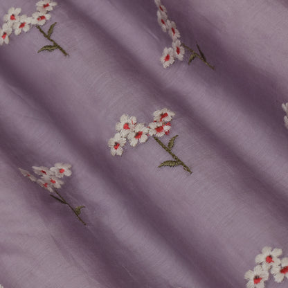 Lavender Color Chanderi Booti Fabric
