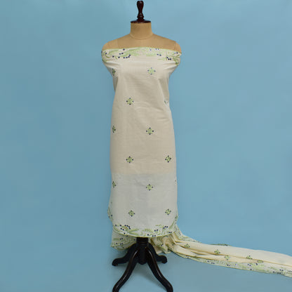 Off White Color Kora Cotton Booti Fabric