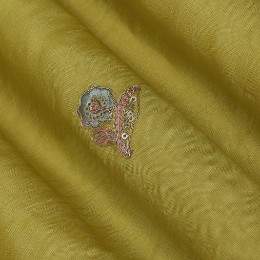 Mustard Color Tissue Booti Fabric