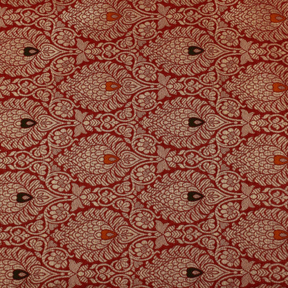 Red Color Katan Meena Brocade Fabric