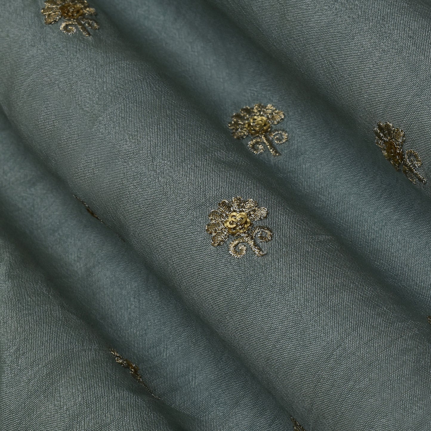 Sea Green Color Dyed Dola Embroidery Fabric