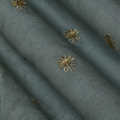 Sea Green Color Dyed Dola Embroidery Fabric