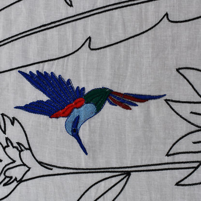 White Color Cotton Embroidery Fabric