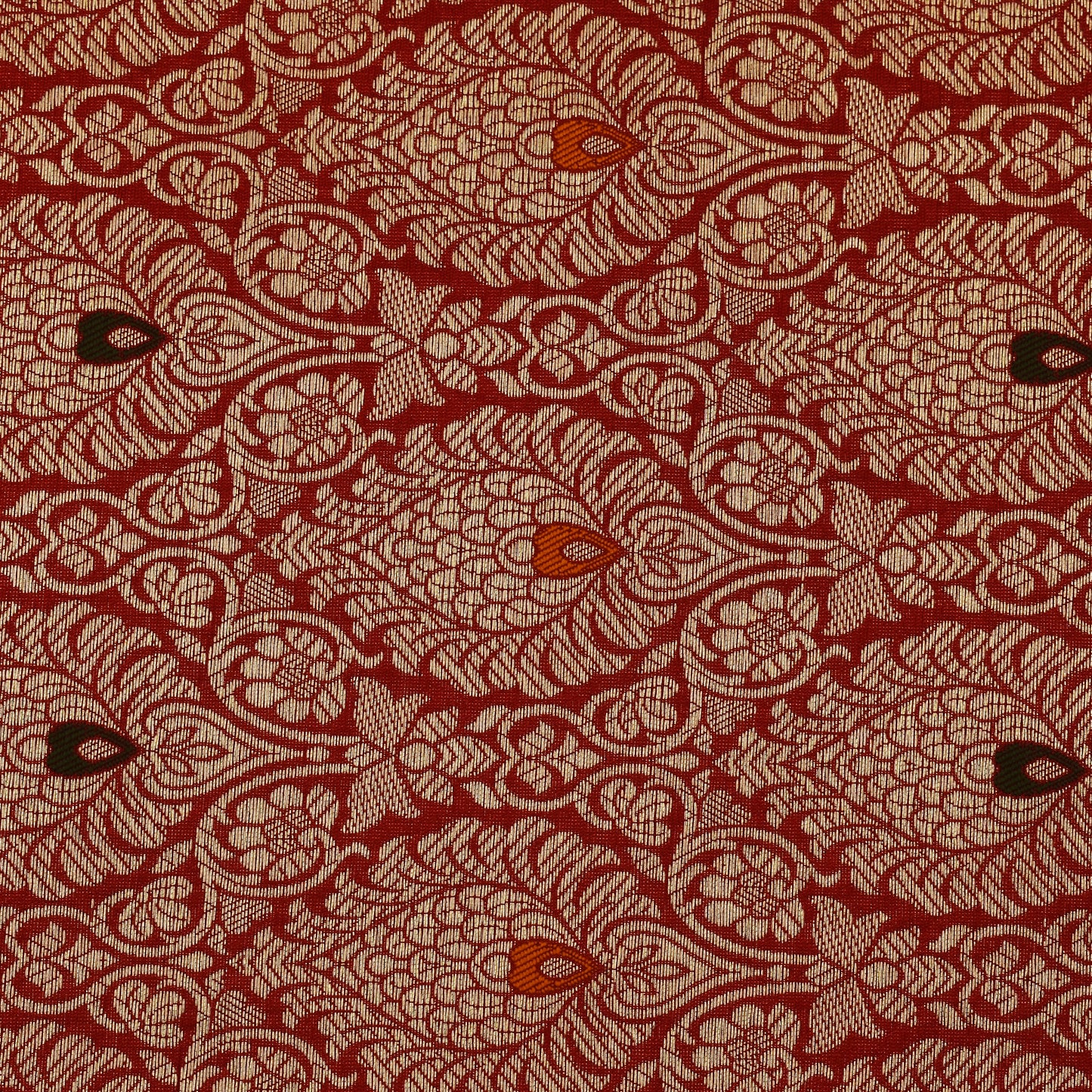 Red Color Katan Meena Brocade Fabric