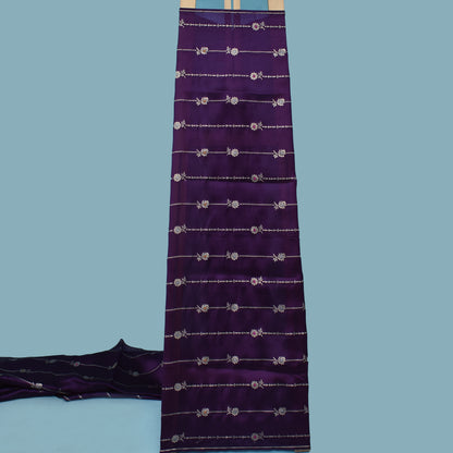 Purple Color Katan Meena Brocade Fabric