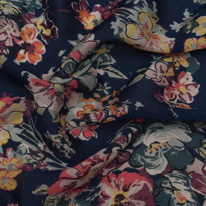 Multicolor Chinon Floral Print Fabric