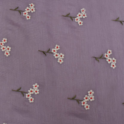 Lavender Color Chanderi Booti Fabric
