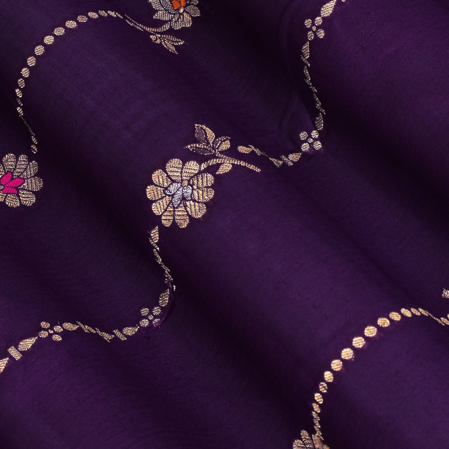 Purple Color Katan Meena Brocade Fabric