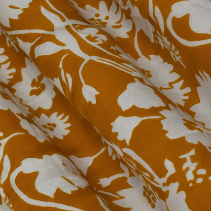 Yellow Color Modal Satin Print Fabric