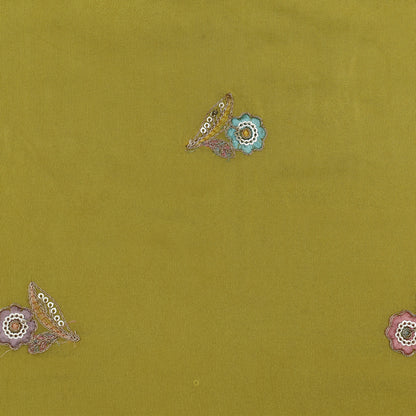 Mustard Color Tissue Booti Fabric