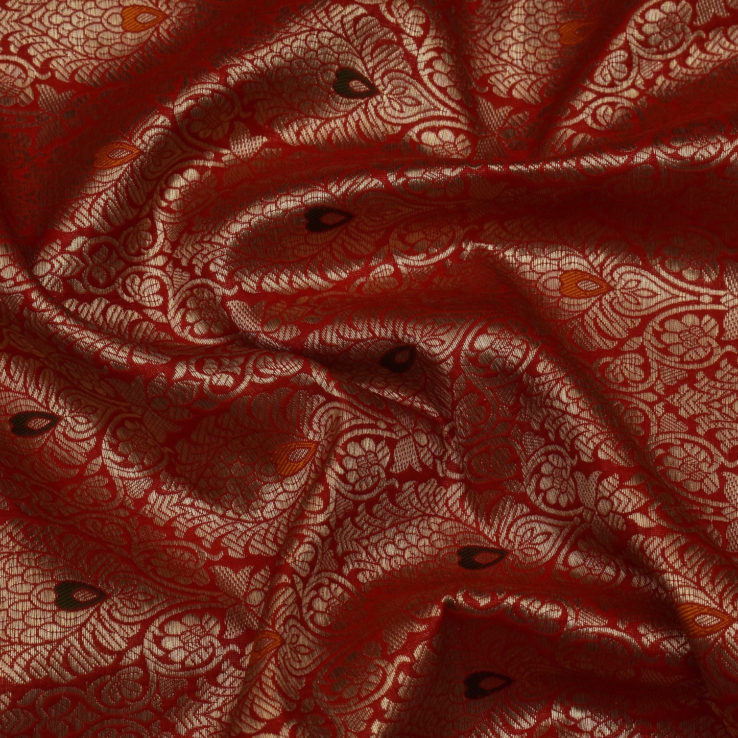 Red Color Katan Meena Brocade Fabric