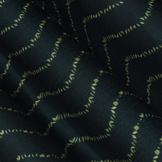 Bottle Green Color Slub Tussar Print Fabric