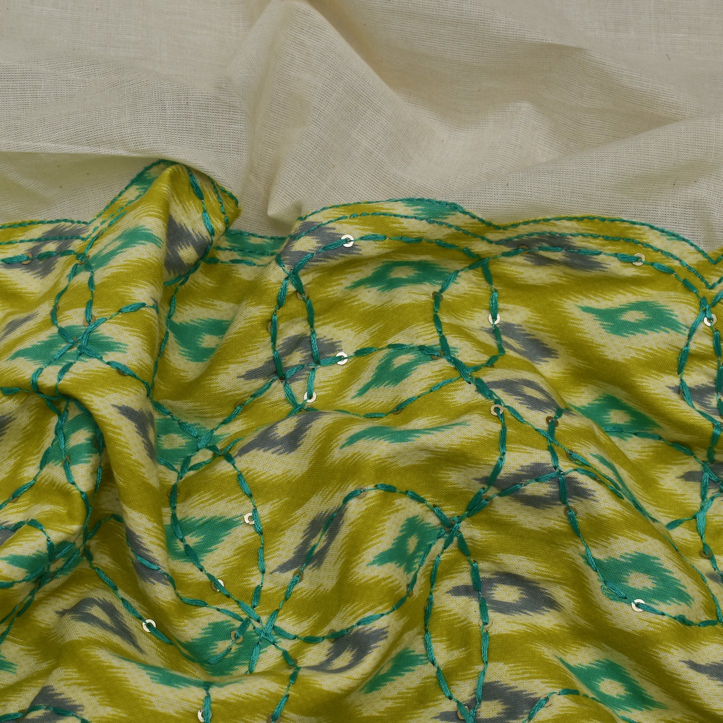 Off White Color Kora Cotton Plazo Fabric