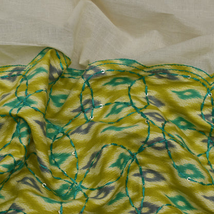 Off White Color Kora Cotton Plazo Fabric