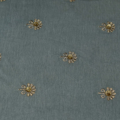 Sea Green Color Dyed Dola Embroidery Fabric