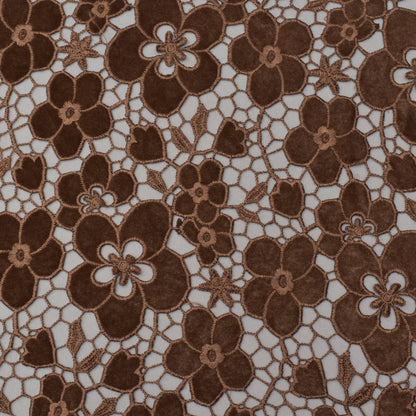 Caramel Brown Color Velvet Cut Work Fabric