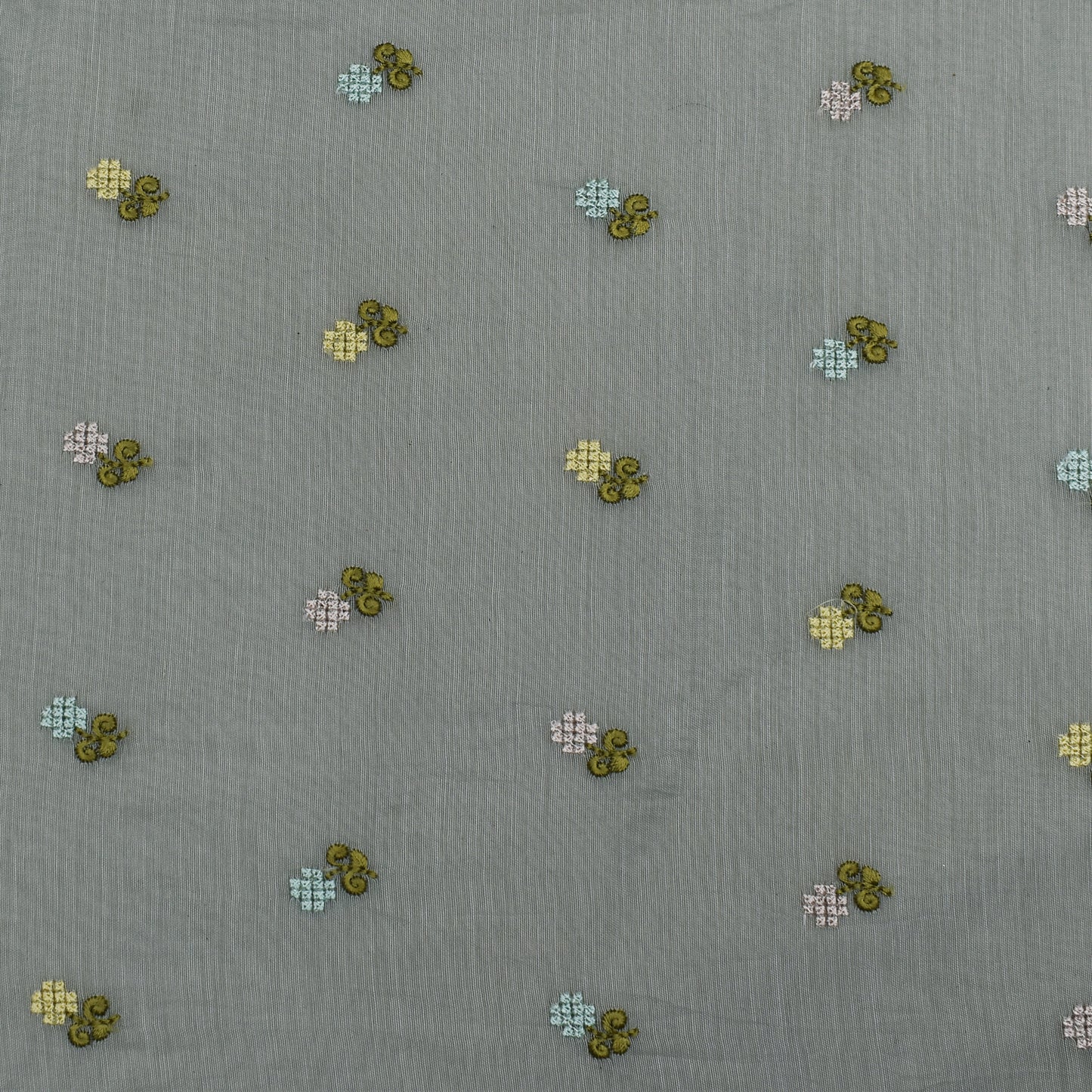 Grey Color Chanderi Booti Fabric
