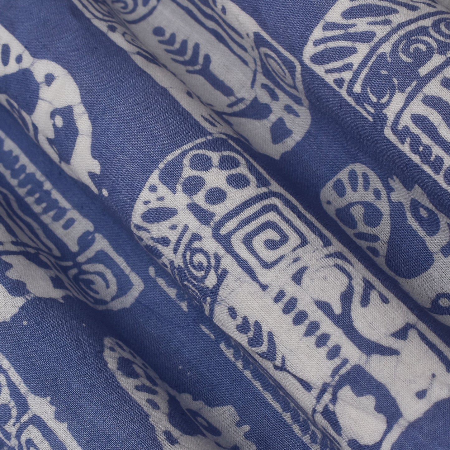 Blue Color Cotton Batik Print Fabric