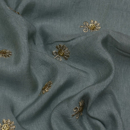 Sea Green Color Dyed Dola Embroidery Fabric