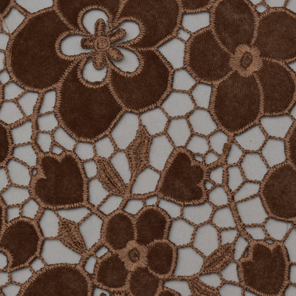 Caramel Brown Color Velvet Cut Work Fabric