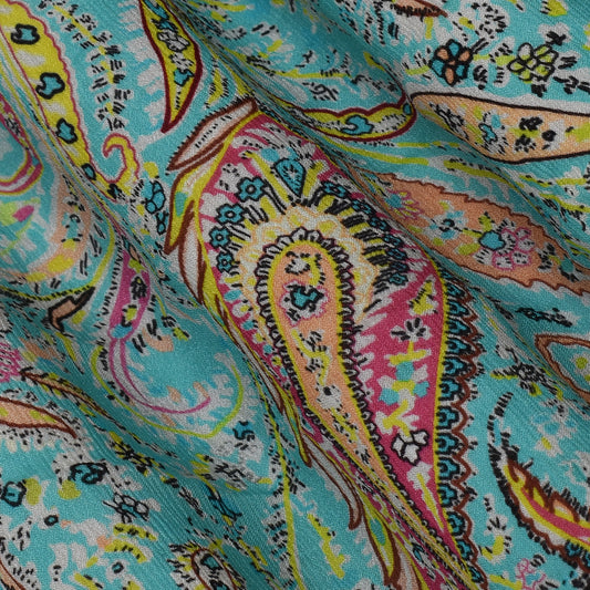 Multicolor Chinon Floral Print Fabric