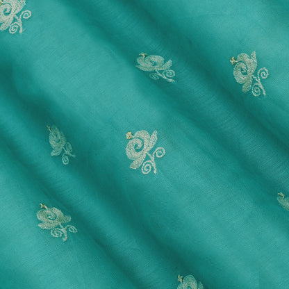 Sky Blue Color Chanderi Booti Fabric