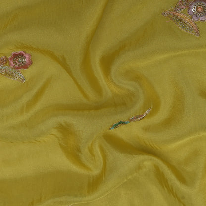 Mustard Color Tissue Booti Fabric