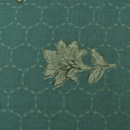 Multi Color Linen Print Cutwork Fabric