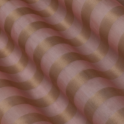 Gajri Color Organza Zari Stripe Fabric