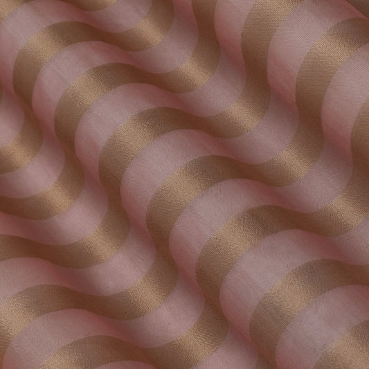 Gajri Color Organza Zari Stripe Fabric