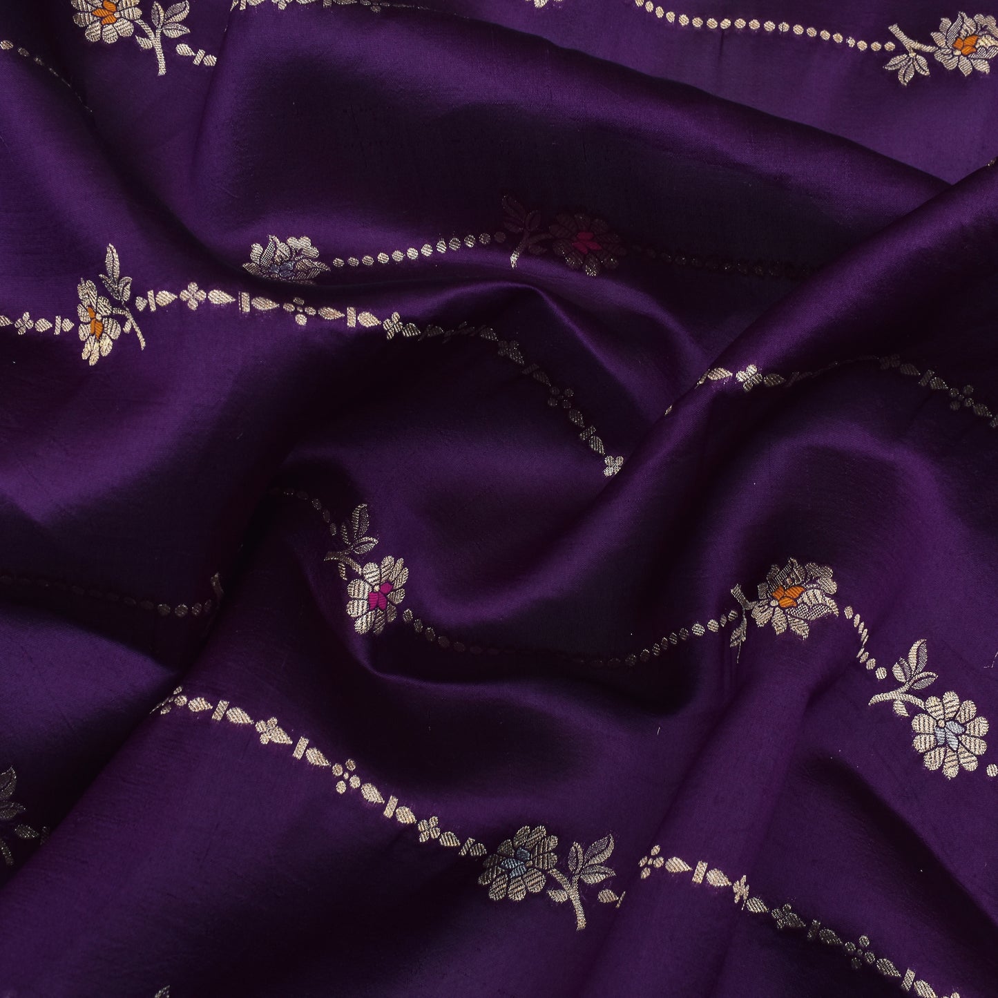 Purple Color Katan Meena Brocade Fabric