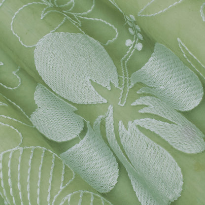 Light Green Color Organza Embroidery Fabric