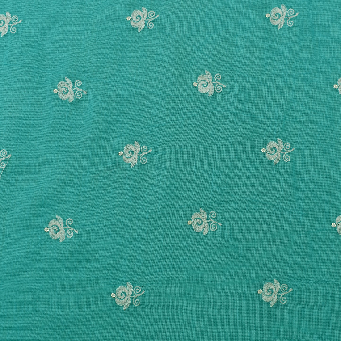 Sky Blue Color Chanderi Booti Fabric