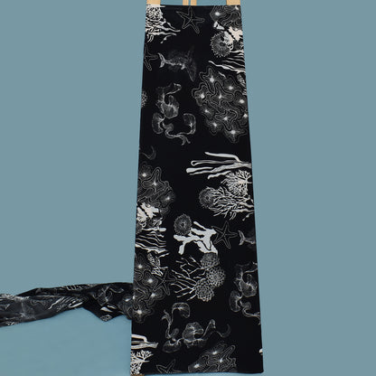 Black Color Crepe Print Fabric