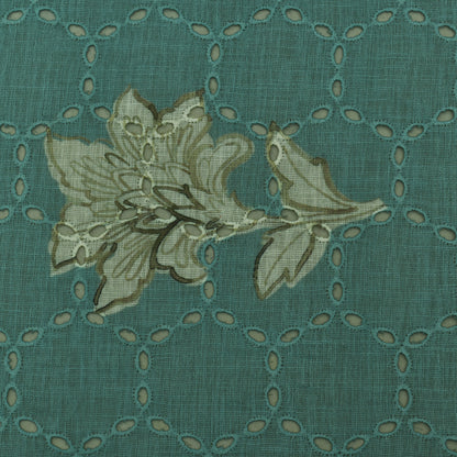 Multi Color Linen Print Cutwork Fabric