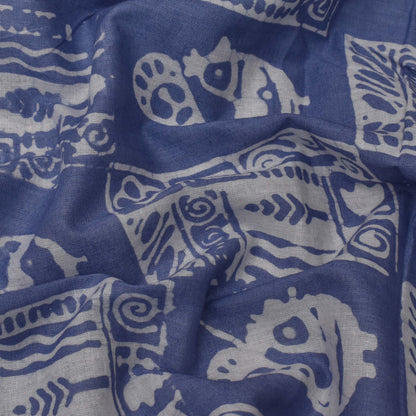 Blue Color Cotton Batik Print Fabric