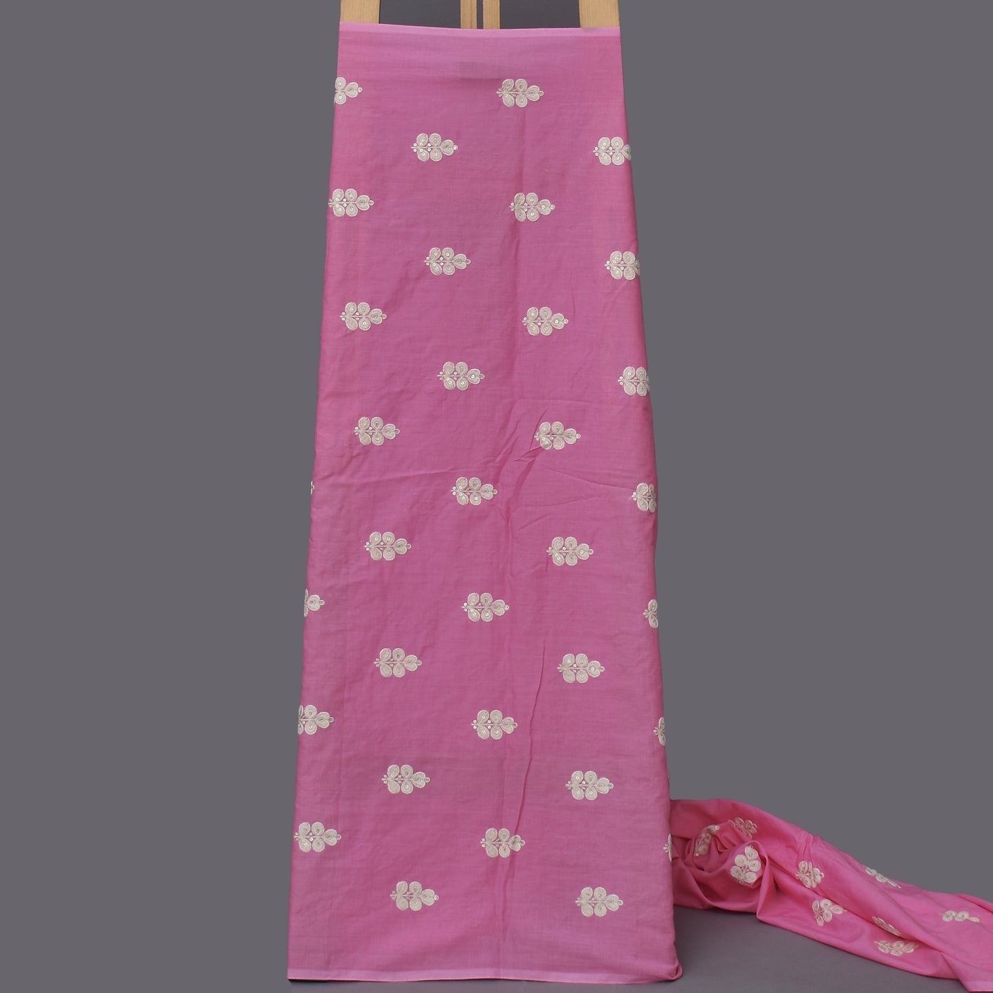 Pink Color Cotton Booti Fabric