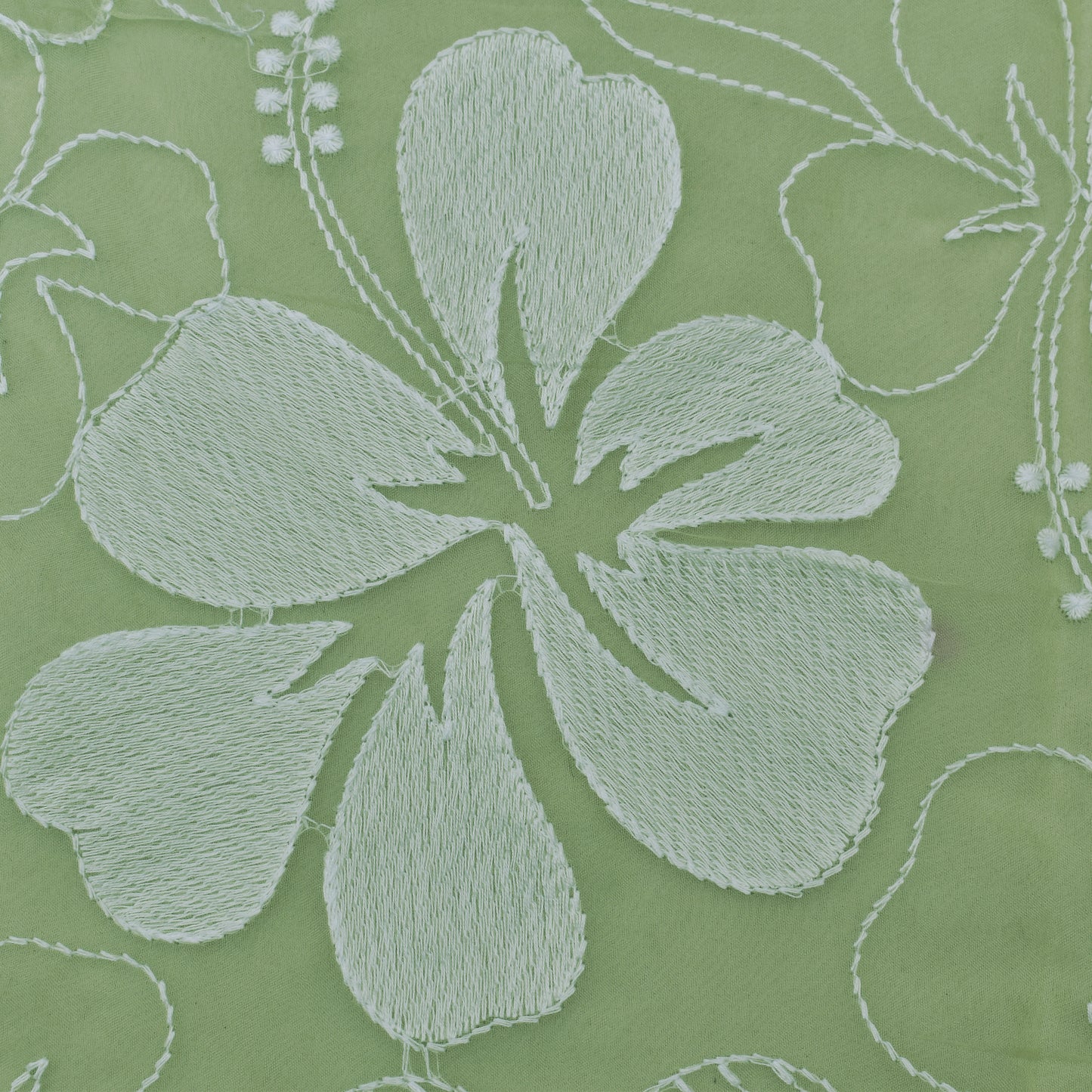 Light Green Color Organza Embroidery Fabric