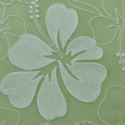 Light Green Color Organza Embroidery Fabric