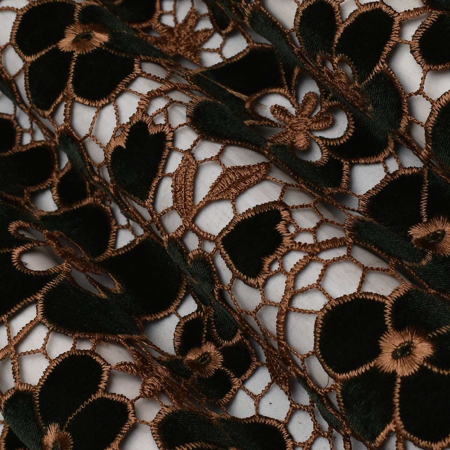 Green Color Velvet Cut Work Fabric