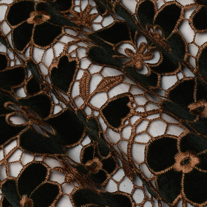 Green Color Velvet Cut Work Fabric