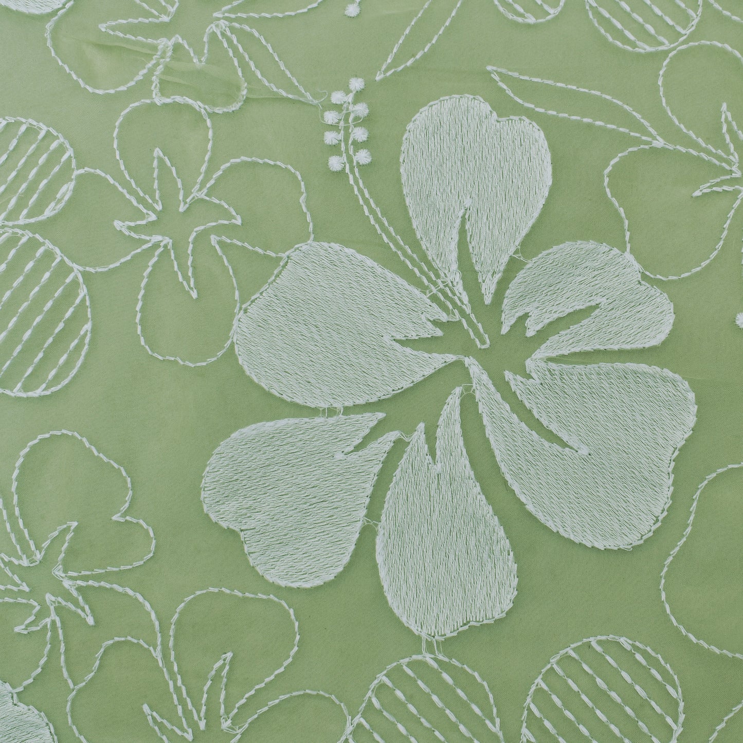 Light Green Color Organza Embroidery Fabric