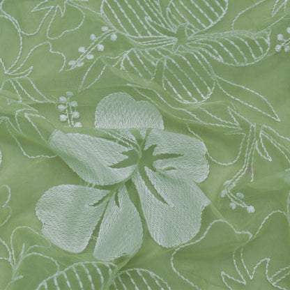 Light Green Color Organza Embroidery Fabric