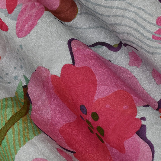 Multicolor Chinon Floral Print Fabric
