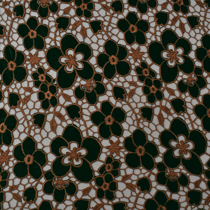 Green Color Velvet Cut Work Fabric